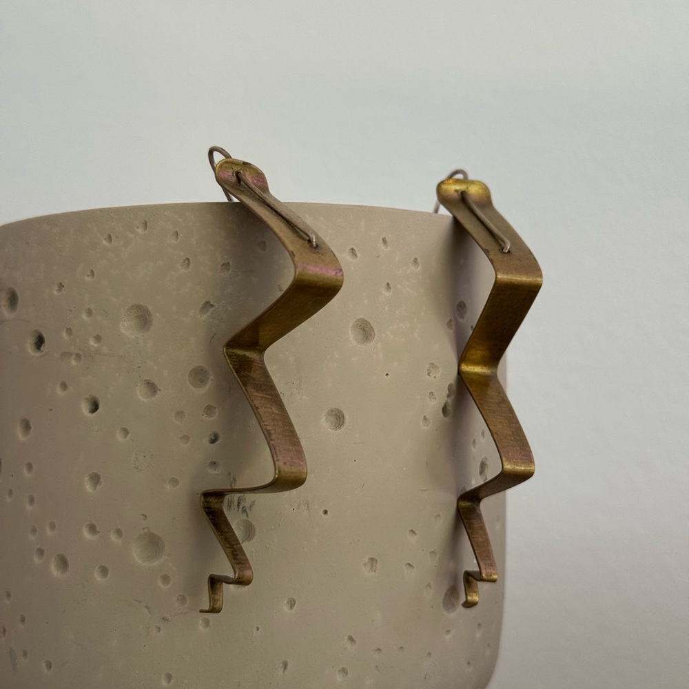 Solid Brass Zigzag Earrings